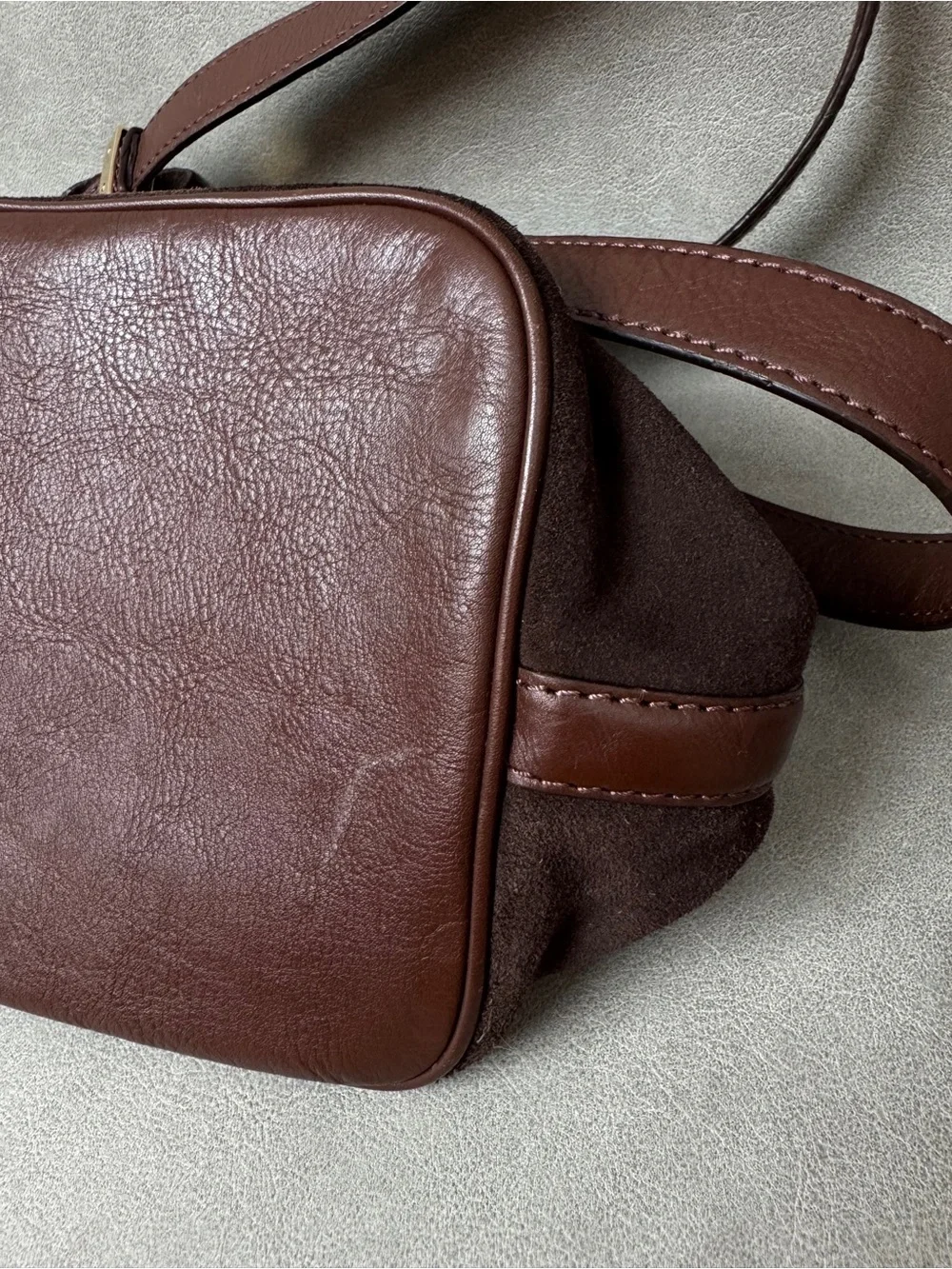 Michael Kors Dark Brown Suede Hobo with Gold Hardware